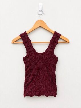 Altar’d Staye Wine Burgundy Textured Stretch Tank Top S/M